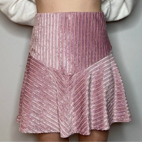 Free People Camden Striped Velvet Mini Skirt - Picture 3 of 3